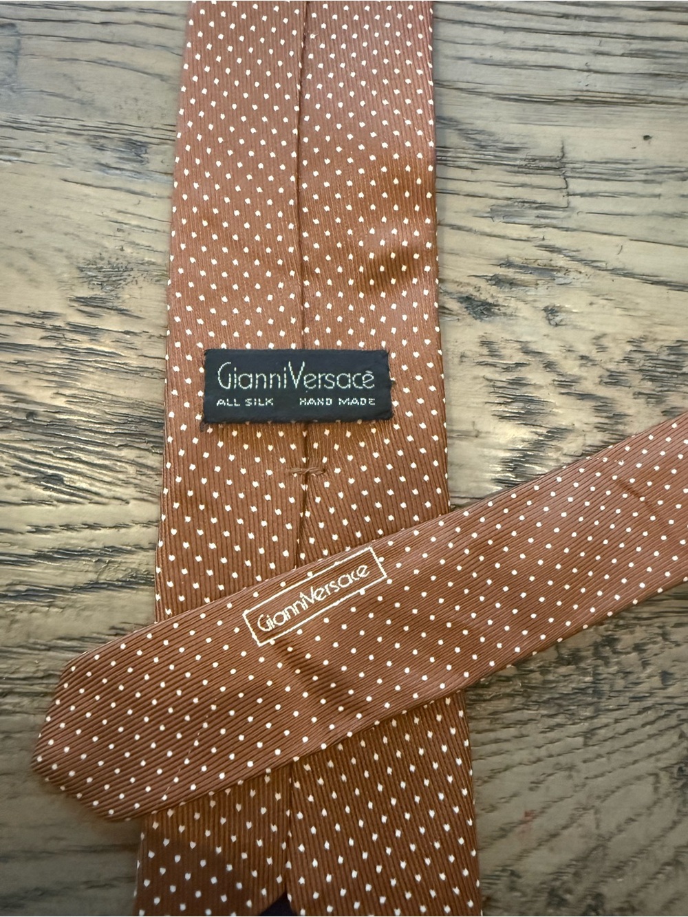 Versace Brown Silk Polka Dot Tie